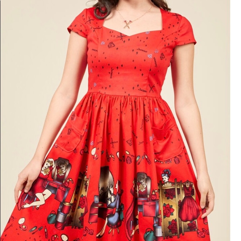 Banned Red Pin Up Dress ModCloth 3X